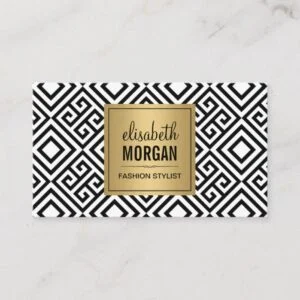 Interior Designer - Luxury Gold Black Geometric Business Card