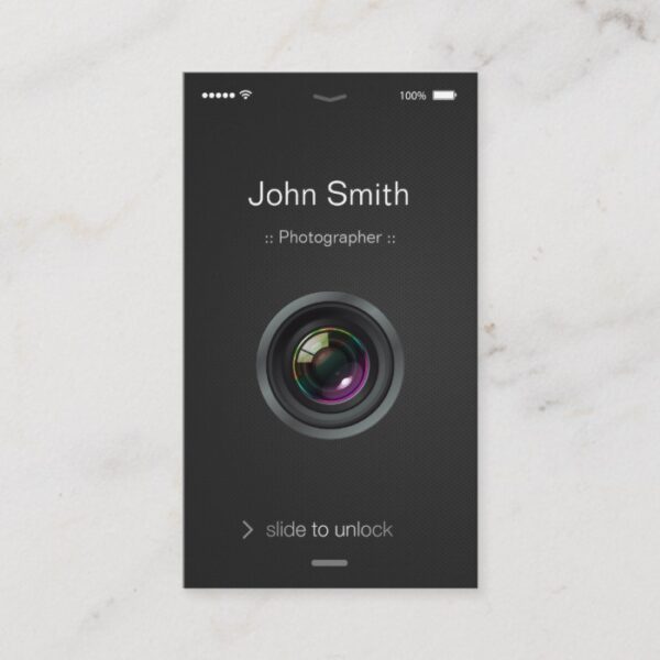 iPhone iOS Style - Camera Lens Photography Business Card