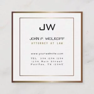 I've Been Framed ! MONOGRAM  Minimalist Attorney Square Business Card
