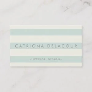 Ivory and Mint Green Stripes Pattern Business Card