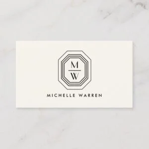 Ivory/Black Art Deco Monogram Beauty Business Card