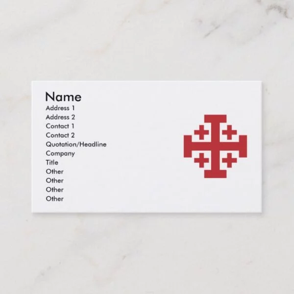 Jerusalem Cross in simple red Business Card