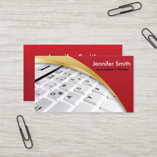 Journalist | Writer | Blogger | Reporter - Red Business Card
