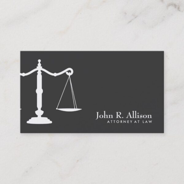 Justice Scale Attorney Black and White 2 Business Card