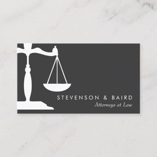 Justice Scale Attorney Black and White Business Card
