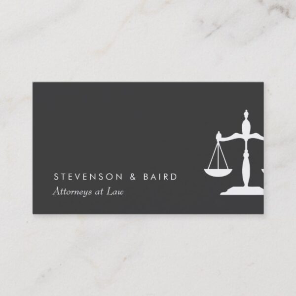 Justice Scale  Attorney Black and White Business Card