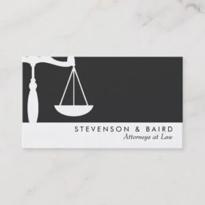 Justice Scale  Attorney Black and White Business Card