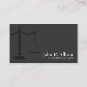 Justice Scale Attorney Simple Black Business Card