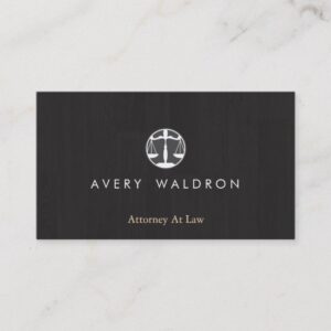 Justice Scales Attorney At Law Modern Black Wood Business Card