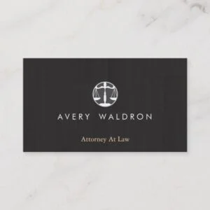 Justice Scales Attorney At Law Modern Black Wood Business Card