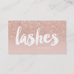 Lashes beauty modern typography blush rose gold business card