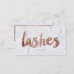 Lashes eye modern faux rose gold typography marble business card
