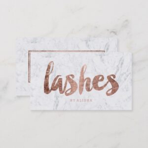 Lashes eye modern faux rose gold typography marble business card