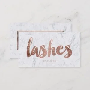 Lashes eye modern faux rose gold typography marble business card