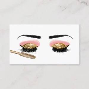 Lashes Makeup Artist Gold Glitter Beauty Salon Business Card