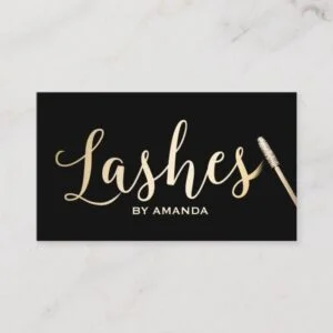 Lashes Makeup Artist Modern Black & Gold Business Card