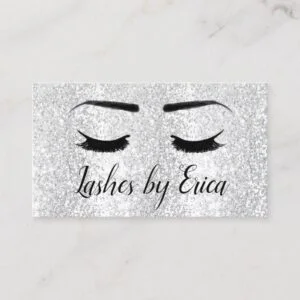 Lashes Makeup Artist Silver Glitter Beauty Salon Business Card