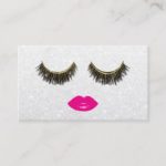Lashes & Pink Lips Makeup Artist Silver Beauty Business Card