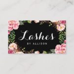 Lashes Script by Makeup Artist Trendy Floral Wrap Business Card