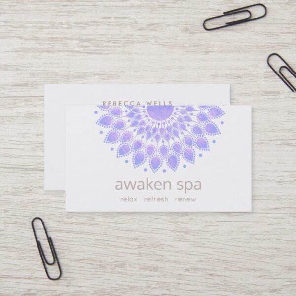 Lavender Lotus Flower Natural Spa and Beauty Business Card