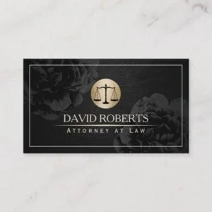 Lawyer Attorney at Law Elegant Black Floral Business Card