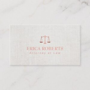 Lawyer Attorney Foil Rose Gold Classy Linen Business Card