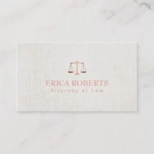 Lawyer Attorney Foil Rose Gold Classy Linen Business Card