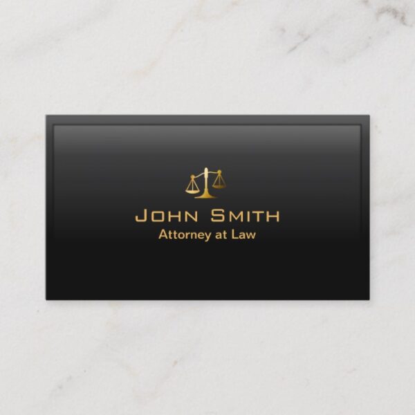Lawyer Attorney Gold Scale Black Border Business Card