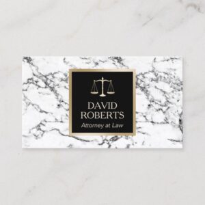 Lawyer Attorney Gold Scale Modern White Marble Business Card