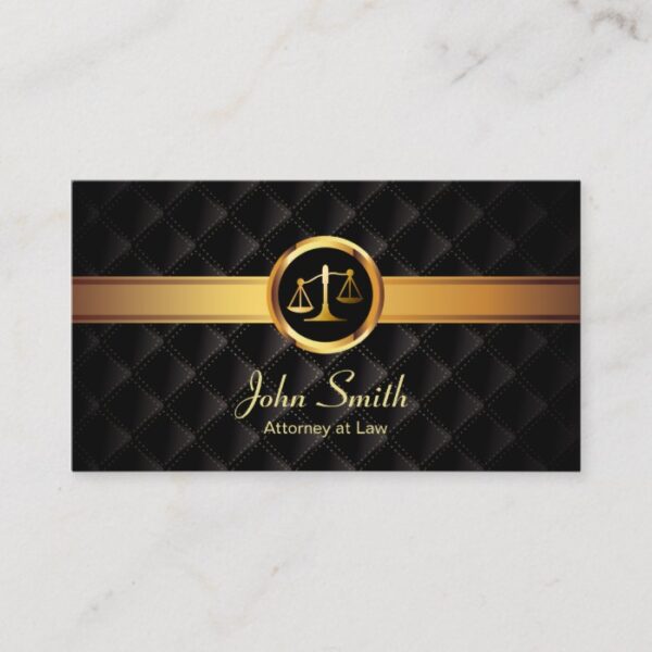 Lawyer Gold Stripe Luxury Dark Attorney Business Card