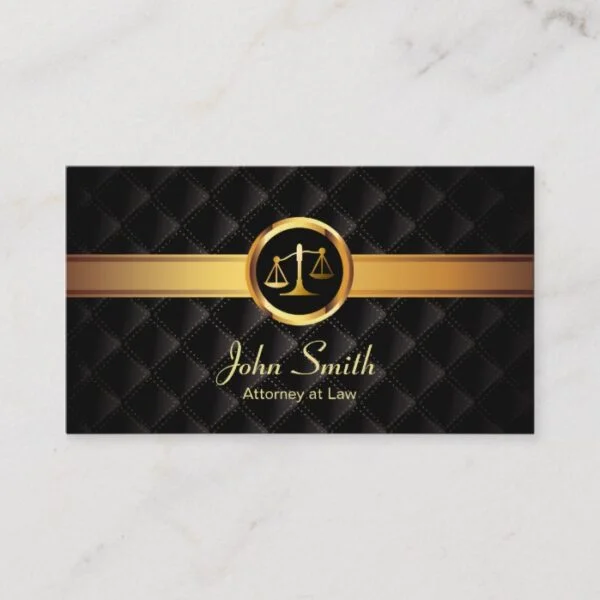 Lawyer Gold Stripe Luxury Dark Attorney Business Card