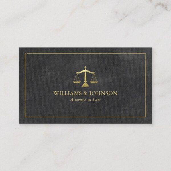 Lawyer Scales of Justice Gold (effect) Attorney Business Card