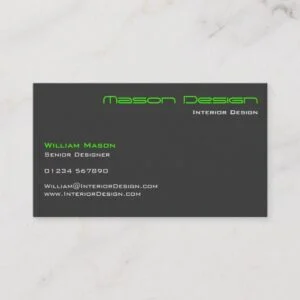Lime Green Gray Modern Minimalistic Business Card