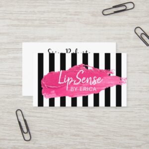 Lipsense Distributor Modern Stripes Makeup Artist Business Card