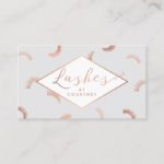 Lots of Lashes Pattern Lash Salon Gray/Rose Gold Business Card