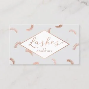 Lots of Lashes Pattern Lash Salon Gray/Rose Gold Business Card