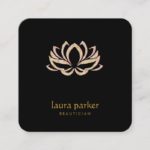 Lotus Flower Logo Healing Therapy Yoga Holistic Square Business Card