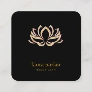 Lotus Flower Logo Healing Therapy Yoga Holistic Square Business Card