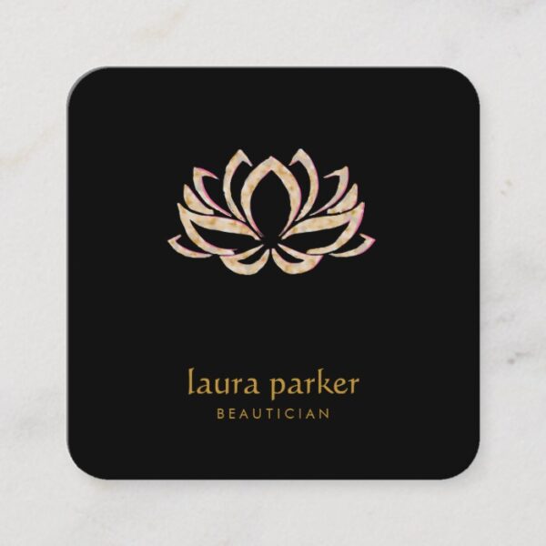 Lotus Flower Logo Healing Therapy Yoga Holistic Square Business Card