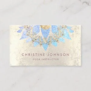 lotus mandala grunge blue yoga instructor business card