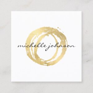 Luxe Faux Gold Painted Circle Designer Logo Square Business Card