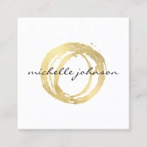 Luxe Faux Gold Painted Circle Designer Logo Square Business Card