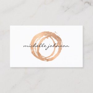 Luxe Faux Rose Gold Painted Circle Designer Logo Business Card