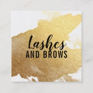LUXE MINIMALIST glam faux gold foil splash black Square Business Card