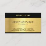 Luxury Elegant Black Gold Shiny Plain Professional Business Card