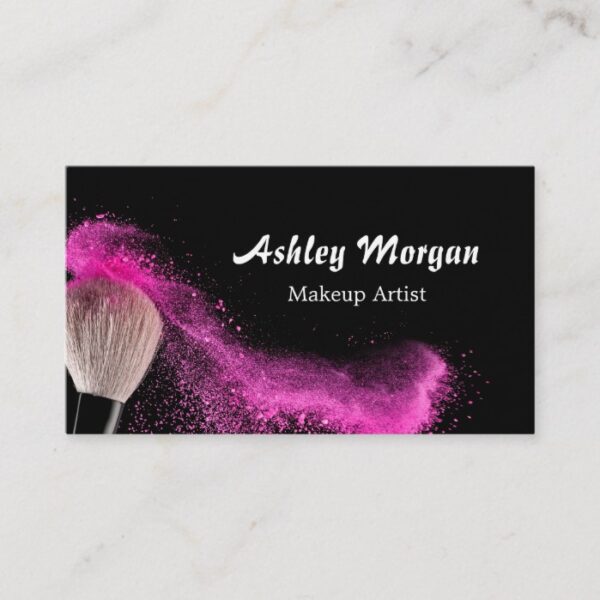 Makeup Artist Brush Powder Fashionable Black White Business Card