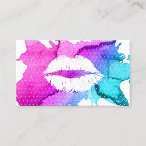 Makeup Artist Classy Watercolor Lips Modern Business Card