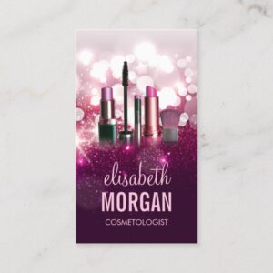 Makeup Artist Cosmetician - Pink Beauty Glitter Business Card
