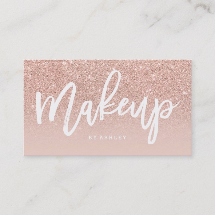 Makeup artist elegant typography blush rose gold business card