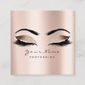 Makeup Artist Eyebrow Eye Lash Glitter Pink Square Square Business Card